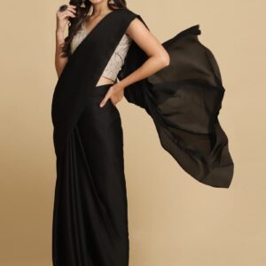 Black Burfi Silk Saree Wtih Lycra Blouse