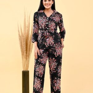 Women Black Rayon Printed Co-Ord Sets