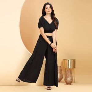 Gulal Couture Black Co-ord set with Diamond Studded Buckle